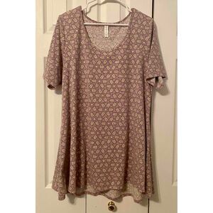 Lularoe print Short Sleeve Scoop Neck Perfect T Blouse Womens Size 2XL